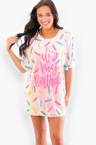 It's My Birthday Sequin Sprinkle Dress-WHY Dress-L. Mae Boutique