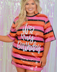 It's My Birthday Sequin Stripe Dress-Dresses-WHY Dress-L. Mae Boutique & Wild Mabel Clothing