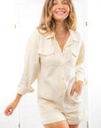 Jaelyn Cream Cargo Button Up Romper-Onesies-Le Lis-L. Mae Boutique & Wild Mabel Clothing