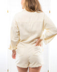 Jaelyn Cream Cargo Button Up Romper-Onesies-Le Lis-L. Mae Boutique & Wild Mabel Clothing