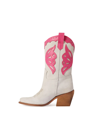 Jenna Texan Pink & White Cowboy Boots-Kali Shoes-L. Mae Boutique