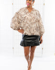 Khloe Animal Print Bubble Sleeve Blouse-Tops-Fate-L. Mae Boutique & Wild Mabel Clothing