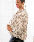 Khloe Animal Print Bubble Sleeve Blouse-Tops-Fate-L. Mae Boutique & Wild Mabel Clothing