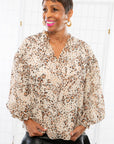 Khloe Animal Print Bubble Sleeve Blouse-Tops-Fate-L. Mae Boutique & Wild Mabel Clothing