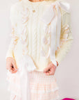 Khloe Chunky Cable Knit Ribbon Detail Sweater-Tops-Dipped Shop-L. Mae Boutique & Wild Mabel Clothing