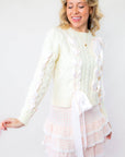 Khloe Chunky Cable Knit Ribbon Detail Sweater-Tops-Dipped Shop-L. Mae Boutique & Wild Mabel Clothing
