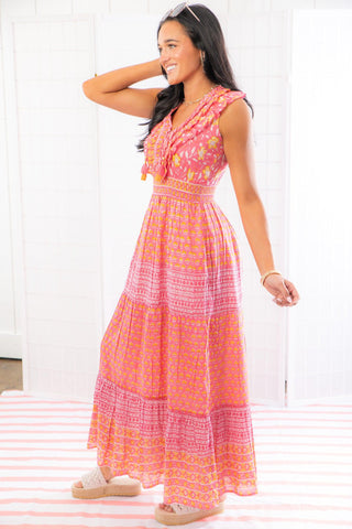 Laria Pink Rose Maxi Dress-SAL ROSA-L. Mae Boutique