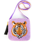 Lavender Tiger Face Beaded Bag-Accessories-Moyna-L. Mae Boutique & Wild Mabel Clothing