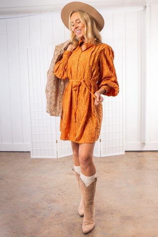 Linley Burnout Organza Orange Tie Mini Dress-2.7 August Apparel-L. Mae Boutique