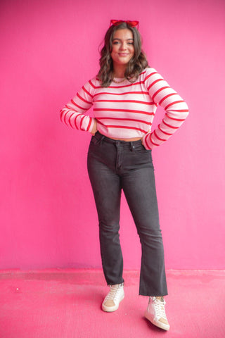 Love You More Pink & Red Striped Long Sleeve Top-Le Lis-L. Mae Boutique