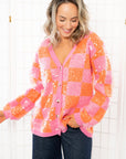 Love and Lux Orange & Pink Sequin Cardigan-Tops-BiBi-L. Mae Boutique & Wild Mabel Clothing
