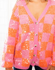 Love and Lux Orange & Pink Sequin Cardigan-Tops-BiBi-L. Mae Boutique & Wild Mabel Clothing