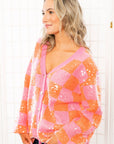 Love and Lux Orange & Pink Sequin Cardigan-Tops-BiBi-L. Mae Boutique & Wild Mabel Clothing