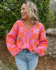 Love and Lux Orange & Pink Sequin Cardigan-Tops-BiBi-L. Mae Boutique & Wild Mabel Clothing