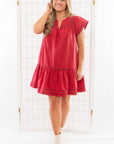 Lucky Stars Red Gingham Babydoll Mini Dress-Dresses-Entro-L. Mae Boutique & Wild Mabel Clothing