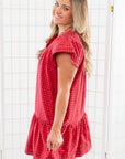 Lucky Stars Red Gingham Babydoll Mini Dress-Dresses-Entro-L. Mae Boutique & Wild Mabel Clothing