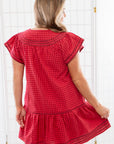 Lucky Stars Red Gingham Babydoll Mini Dress-Dresses-Entro-L. Mae Boutique & Wild Mabel Clothing