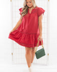 Lucky Stars Red Gingham Babydoll Mini Dress-Dresses-Entro-L. Mae Boutique & Wild Mabel Clothing