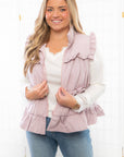 Lunar Ruffle Trim Puffer Vest With Back Bow-Outerwear-TCEC-L. Mae Boutique & Wild Mabel Clothing