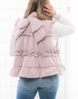 Lunar Ruffle Trim Puffer Vest With Back Bow-Outerwear-TCEC-L. Mae Boutique & Wild Mabel Clothing