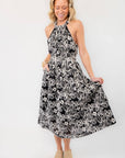 Midnight Floral Halter Midi Dress-Dresses-Heyson-L. Mae Boutique & Wild Mabel Clothing