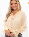 Natural Eyelet Long Sleeve Blouse-Tops-Entro-L. Mae Boutique & Wild Mabel Clothing