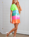 Neon Sequin Striped Birthday Dress-Dresses-WHY Dress-L. Mae Boutique & Wild Mabel Clothing