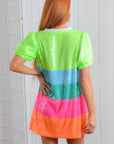 Neon Sequin Striped Birthday Dress-Dresses-WHY Dress-L. Mae Boutique & Wild Mabel Clothing