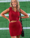 No Complaints Crimson V Neck Sweater Vest and Skirt Set-Onesies-TCEC-L. Mae Boutique & Wild Mabel Clothing
