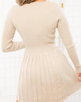 Oatmeal Knit Fit and Flare Mini Dress-Dresses-Heyson-L. Mae Boutique & Wild Mabel Clothing