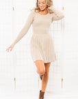 Oatmeal Knit Fit and Flare Mini Dress-Dresses-Heyson-L. Mae Boutique & Wild Mabel Clothing