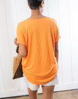 Orange Draped Front Short Sleeve Top-Tops-Hyfve-L. Mae Boutique & Wild Mabel Clothing