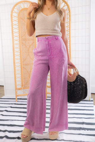 Orchid Mineral Wash High Waisted Wide Leg Pants-Mustard Seed-L. Mae Boutique