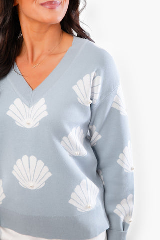Outerbanks Seashell Print Sweater-2.7 August Apparel-L. Mae Boutique