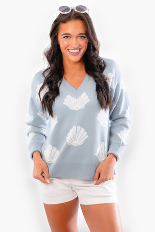Outerbanks Seashell Print Sweater-2.7 August Apparel-L. Mae Boutique