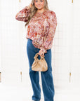 Paisley Print Plum & Taupe Long Sleeve Blouse-Tops-Fate-L. Mae Boutique & Wild Mabel Clothing