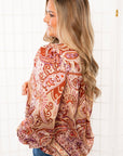 Paisley Print Plum & Taupe Long Sleeve Blouse-Tops-Fate-L. Mae Boutique & Wild Mabel Clothing