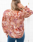 Paisley Print Plum & Taupe Long Sleeve Blouse-Tops-Fate-L. Mae Boutique & Wild Mabel Clothing