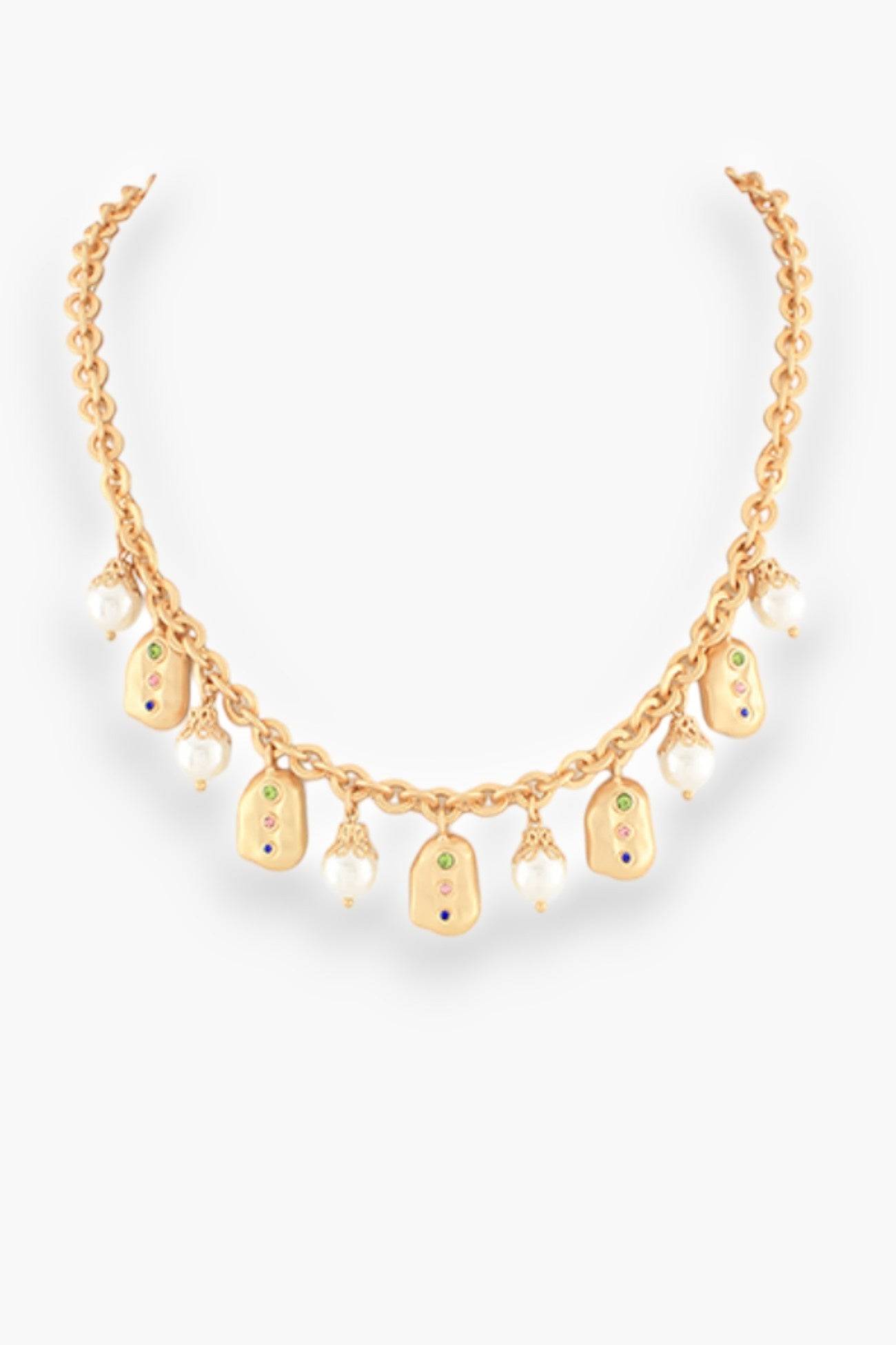 Pave Geo Charms & Pearl Necklace-Jewelry-Golden Stella-L. Mae Boutique & Wild Mabel Clothing