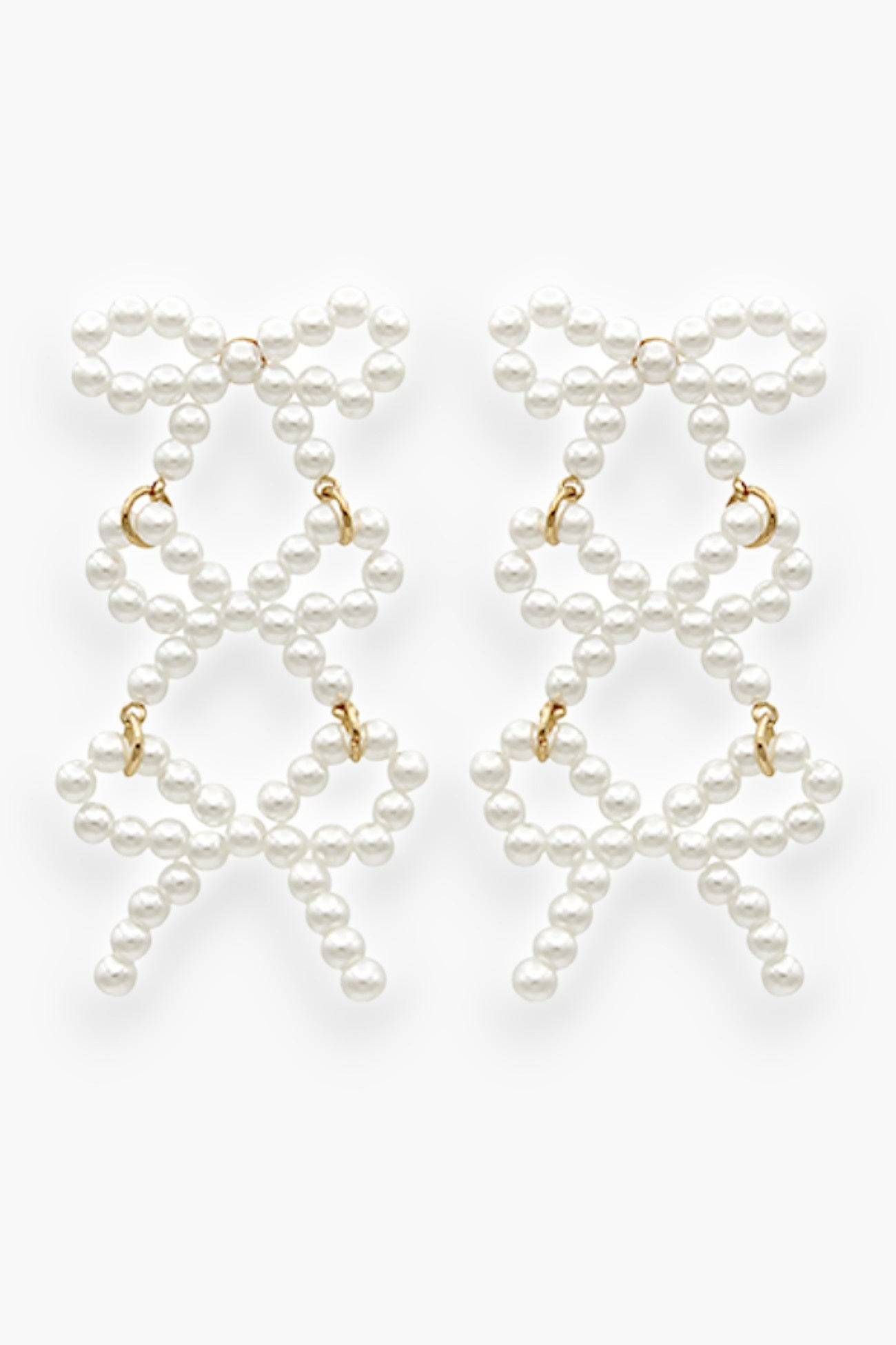 Pearl Bow Design Earrings-Jewelry-Golden Stella-L. Mae Boutique & Wild Mabel Clothing