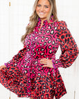 Pink and Red Mixed Animal Print Button Down Dress-Dresses-Fate-L. Mae Boutique & Wild Mabel Clothing