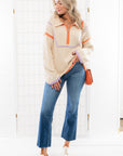 Quarterback Keeper Orange and Purple Contrast Quarter Zip Sweater-Tops-Lula the Label-L. Mae Boutique & Wild Mabel Clothing