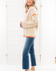 Quarterback Keeper Orange and Purple Contrast Quarter Zip Sweater-Tops-Lula the Label-L. Mae Boutique & Wild Mabel Clothing