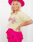 Queen of Howdy Puff Sleeve Sweater-Tops-BiBi-L. Mae Boutique & Wild Mabel Clothing