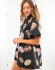 Queen of Sparkles Black Iridescent Football Romper-Onesies-Queen of Sparkles-L. Mae Boutique & Wild Mabel Clothing