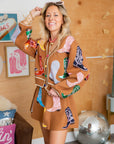 Queen of Sparkles Brown Multi Cowboy Boot Knit Mini Skirt-Bottoms-Queen of Sparkles-L. Mae Boutique & Wild Mabel Clothing
