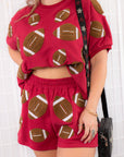 Queen of Sparkles Maroon Fuzzy Football Shorts-Bottoms-Queen of Sparkles-L. Mae Boutique & Wild Mabel Clothing