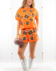 Queen of Sparkles Orange Fuzzy Football Shorts-Bottoms-Queen of Sparkles-L. Mae Boutique & Wild Mabel Clothing