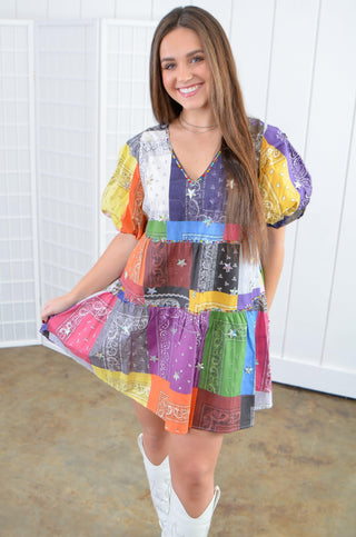 Queen of Sparkles Rainbow Bandana Dress-Queen of Sparkles-L. Mae Boutique