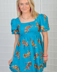 Queen of Sparkles Teal Leopard Dress-Dresses-Queen of Sparkles-L. Mae Boutique & Wild Mabel Clothing